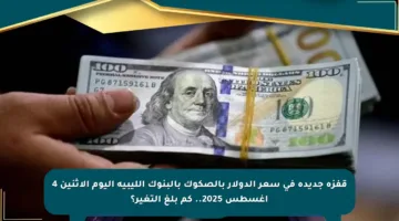 قفزة جديدة في سعر الدولار بالصكوك بالبنوك الليبية اليوم الاثنين 4 أغسطس 2025.. كم بلغ التغير؟